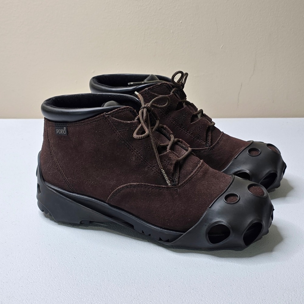 Sporto Boots Women 10W Brown Suede Insulated Waterproof Get-A-Grip Ice Cleats